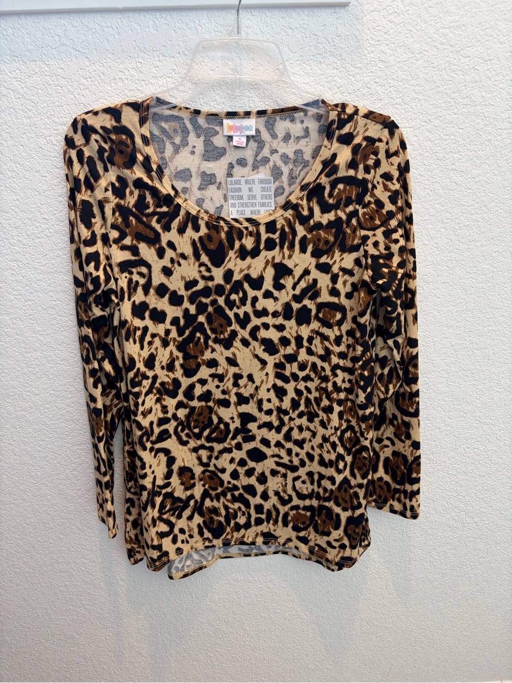 LuLaRoe Leopard-Print Long Sleeve Top in Tan, Black & Brown
